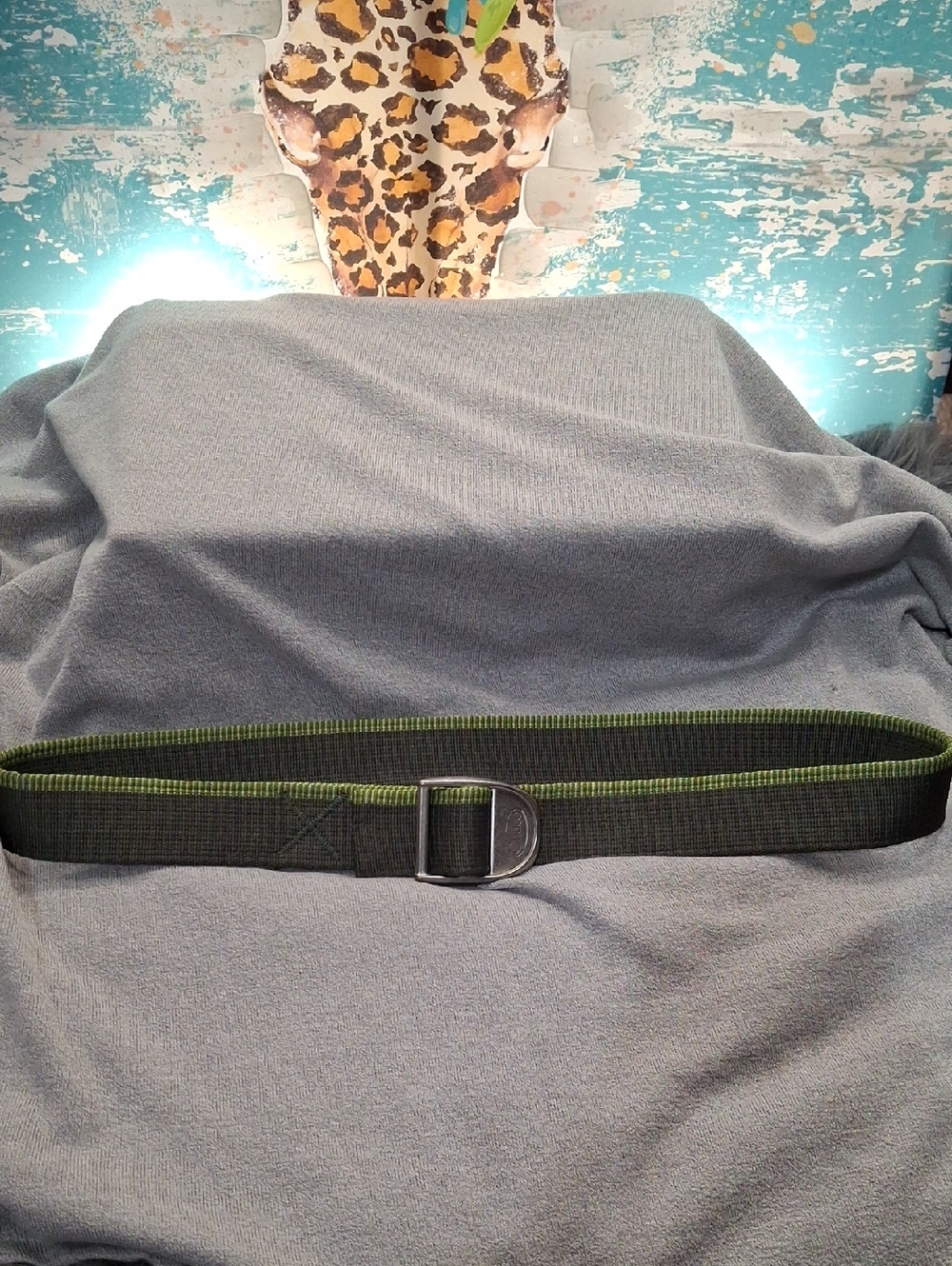 Chaco Olive Green Webbing Belt with D-Ring Buckle